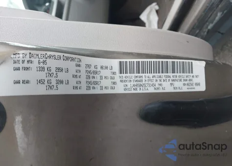 2005 Jeep Grand Cherokee Limited from USA, damaged, VIN 1J4HR58N25C731454